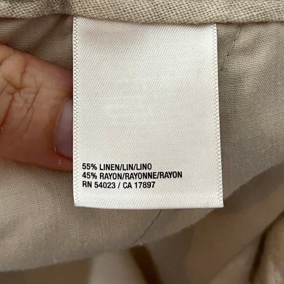 Old Navy Women's Chino Shorts 6 Linen Blend Beige & White Paisley Print Summer - Picture 5 of 7